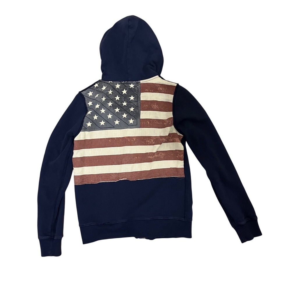 Polo Sport Ralph Lauren Youth Blue American Flag Full Zip Hoodie Size M 10-12